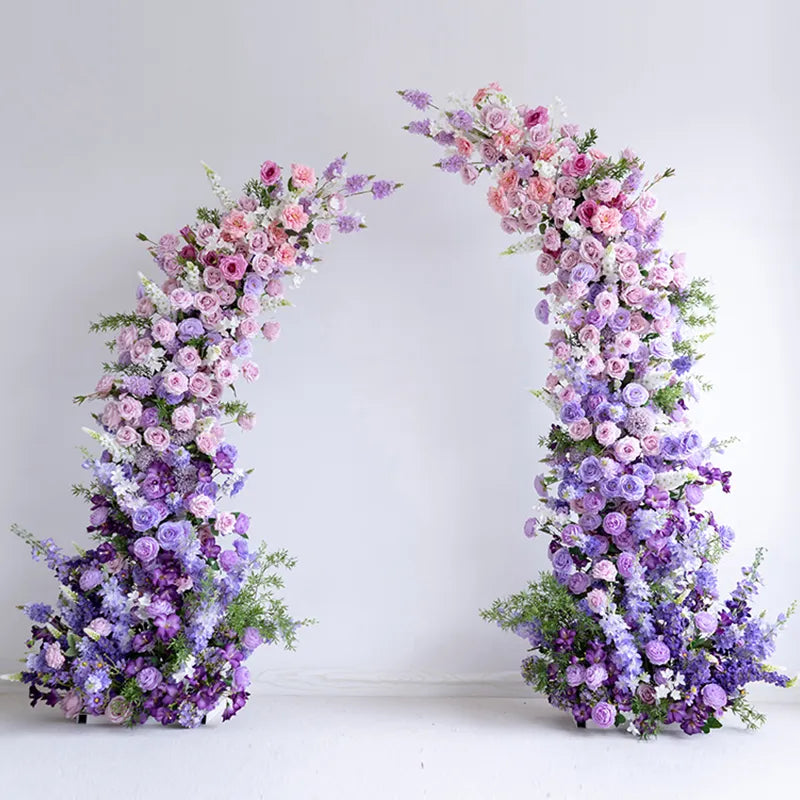 Uflower Purple Horn Arch Floral Arrangement Wedding Backdrop Props SET80183