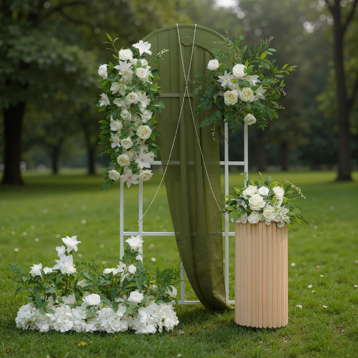 Uflower White Flower Corner Floral Decora Set SET80026 - Uflower