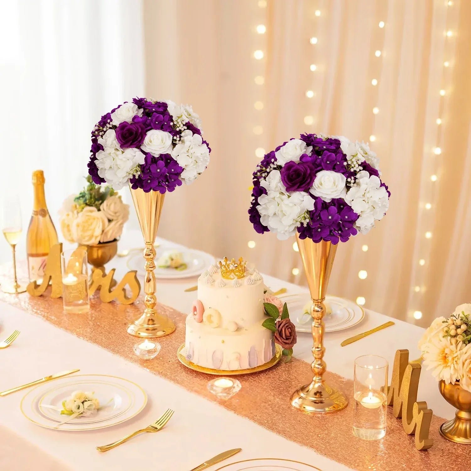 Uflower 35CM Artificial Flower Table Centerpiece Flower Ball Wedding Floral Arrangement MB80002 - Uflower