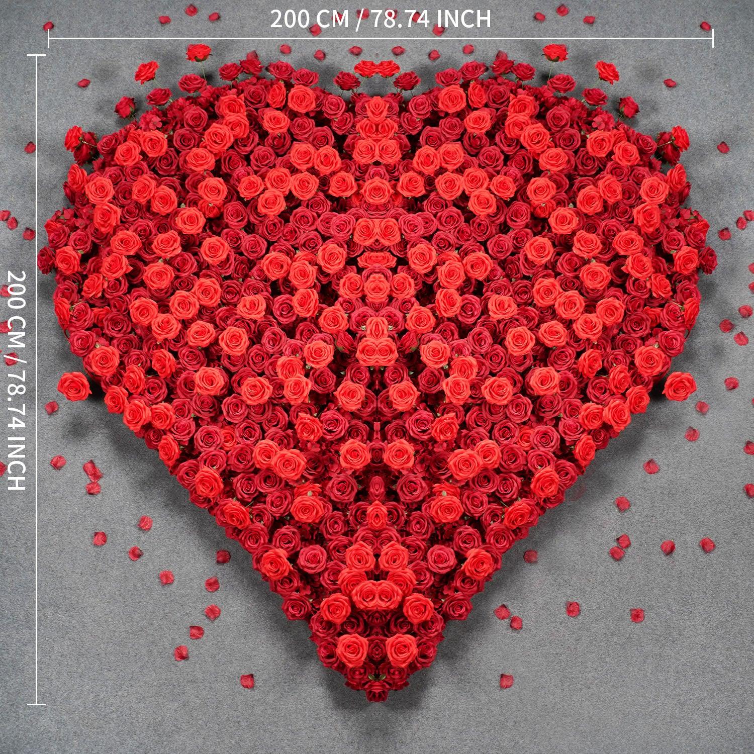 Uflower 2*2m Red Rose Heart Shaped Flower Wall Wedding Background MA80001 - Uflower