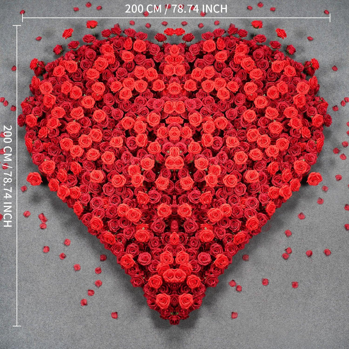 Uflower 2*2m Red Rose Heart Shaped Flower Wall Wedding Background MA80001 - Uflower