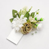 Uflower Boutonnières Vert Blanc avec Carte MG80008-02*6