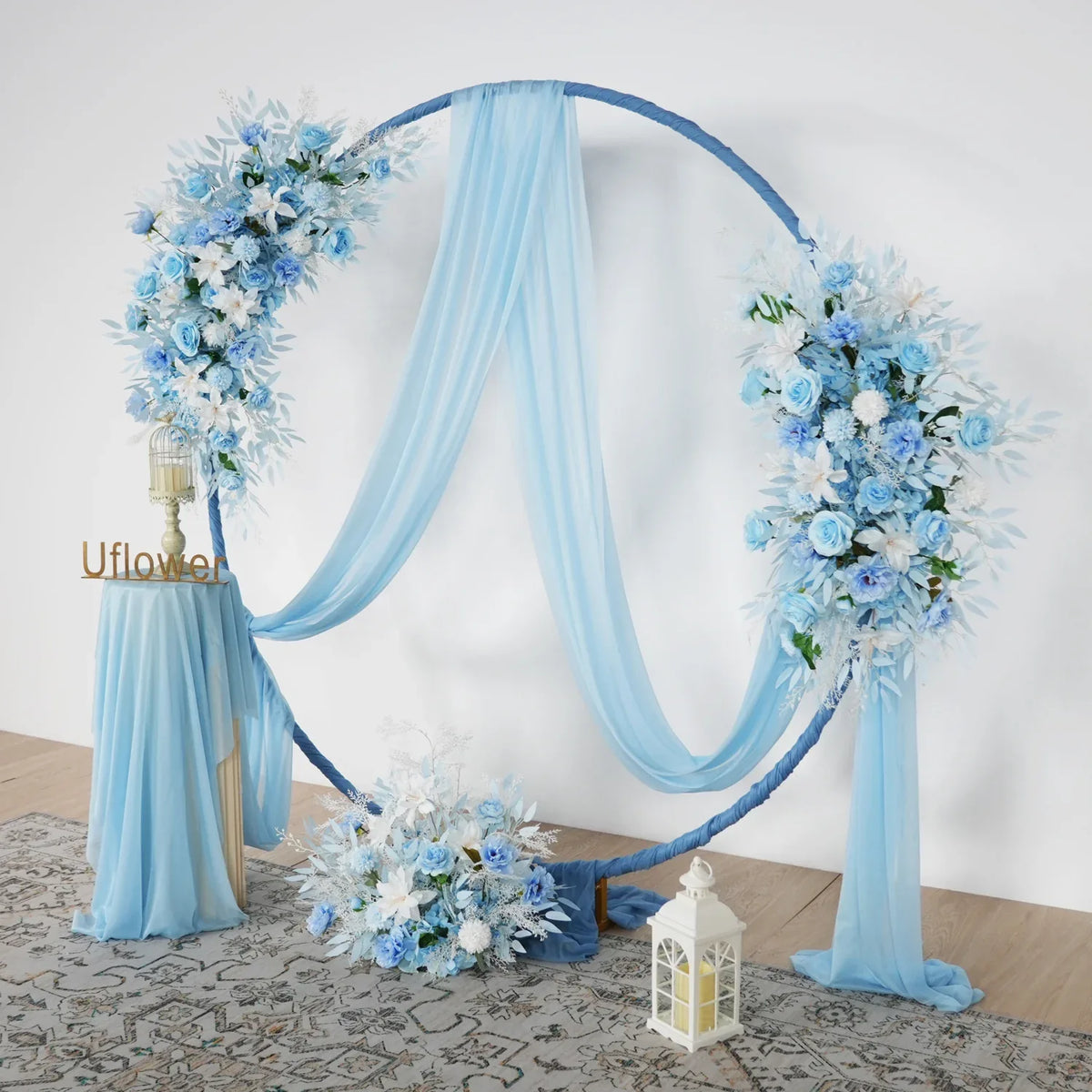 Artificial Blue Wedding KT Backdrop Flower Row Decor SET80074 - Uflower