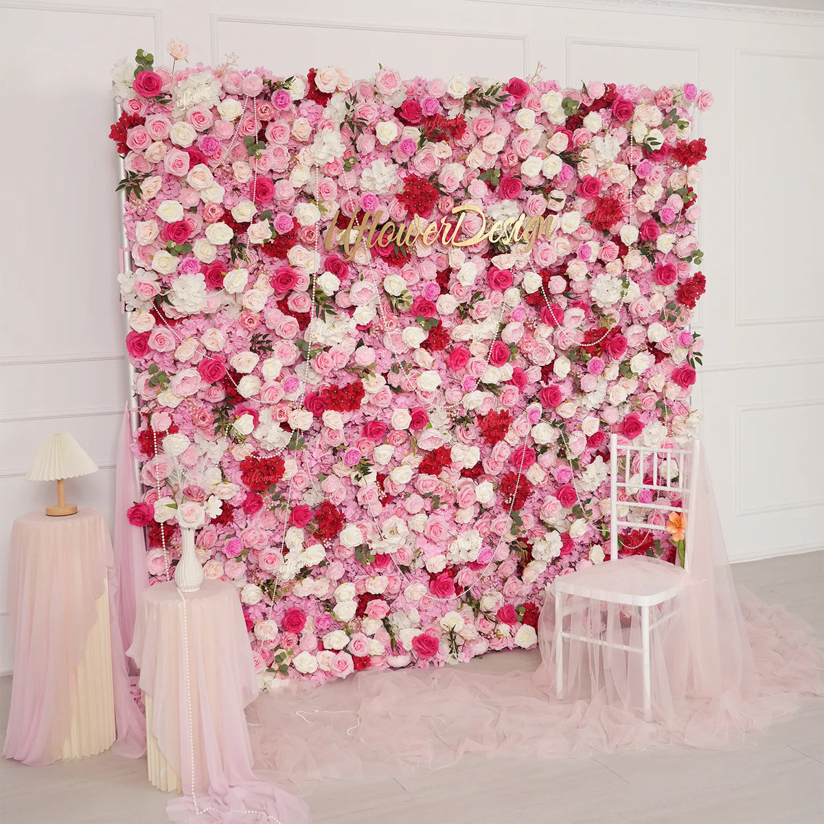 Uflower Pink Flower Wall Wedding Party Proposal Decor SET80228