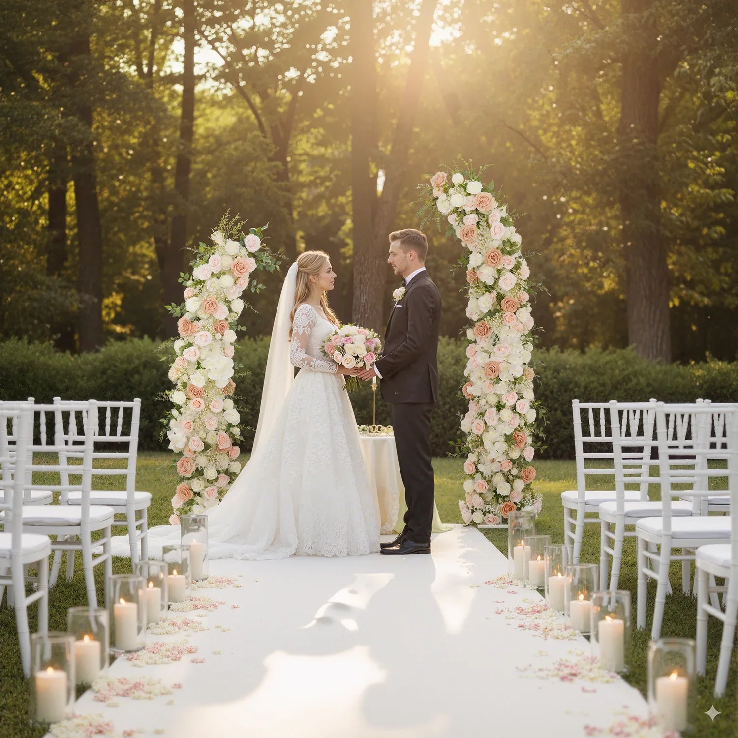 Uflower White 5D Horn Arch Flower Wedding Decor SET80060 - Uflower