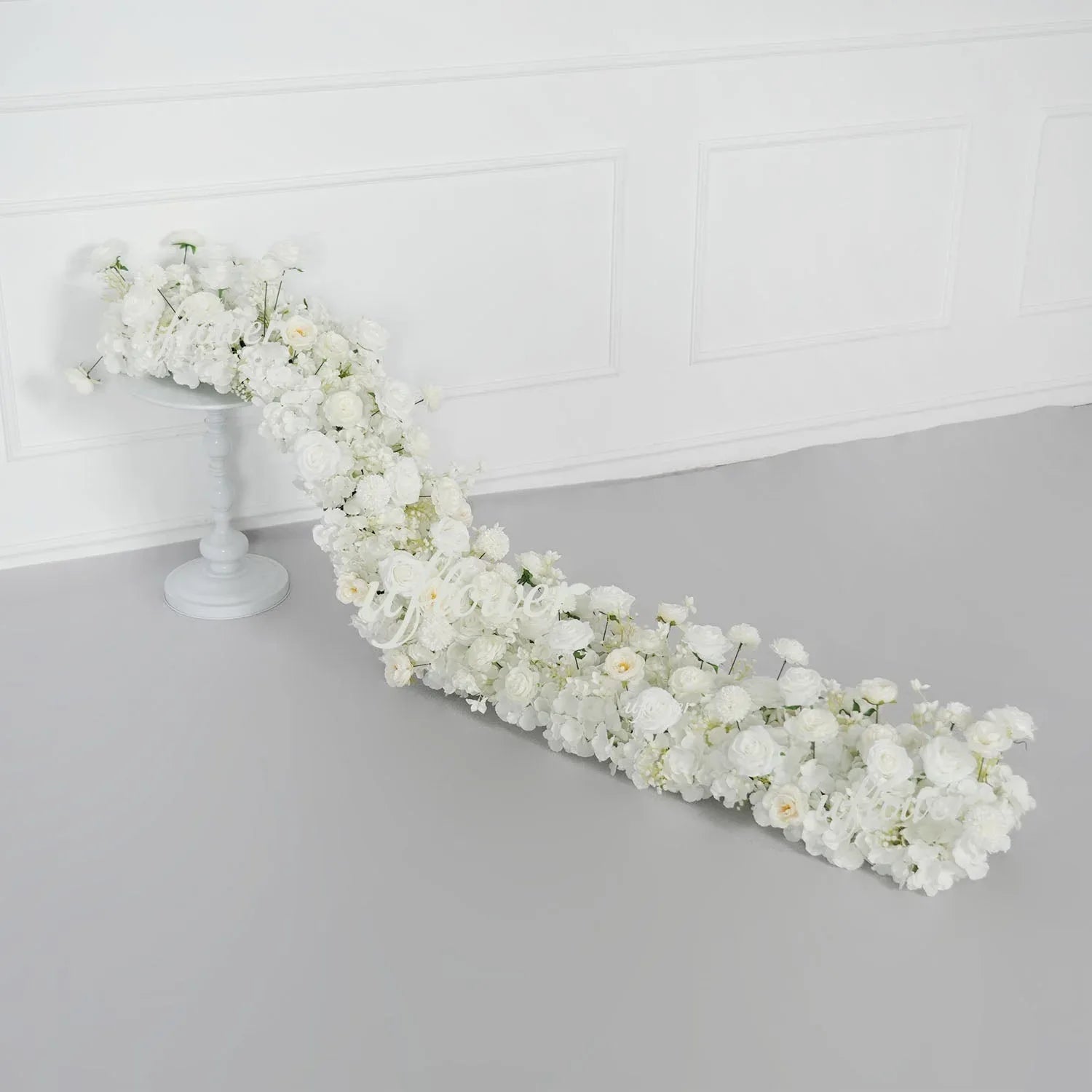 Uflower White Rose Table Runner Sofa Floral Wedding Backdrop Decor SET80136 - Uflower