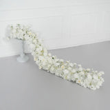 Uflower White Rose Table Runner Sofa Floral Wedding Backdrop Decor SET80136 - Uflower