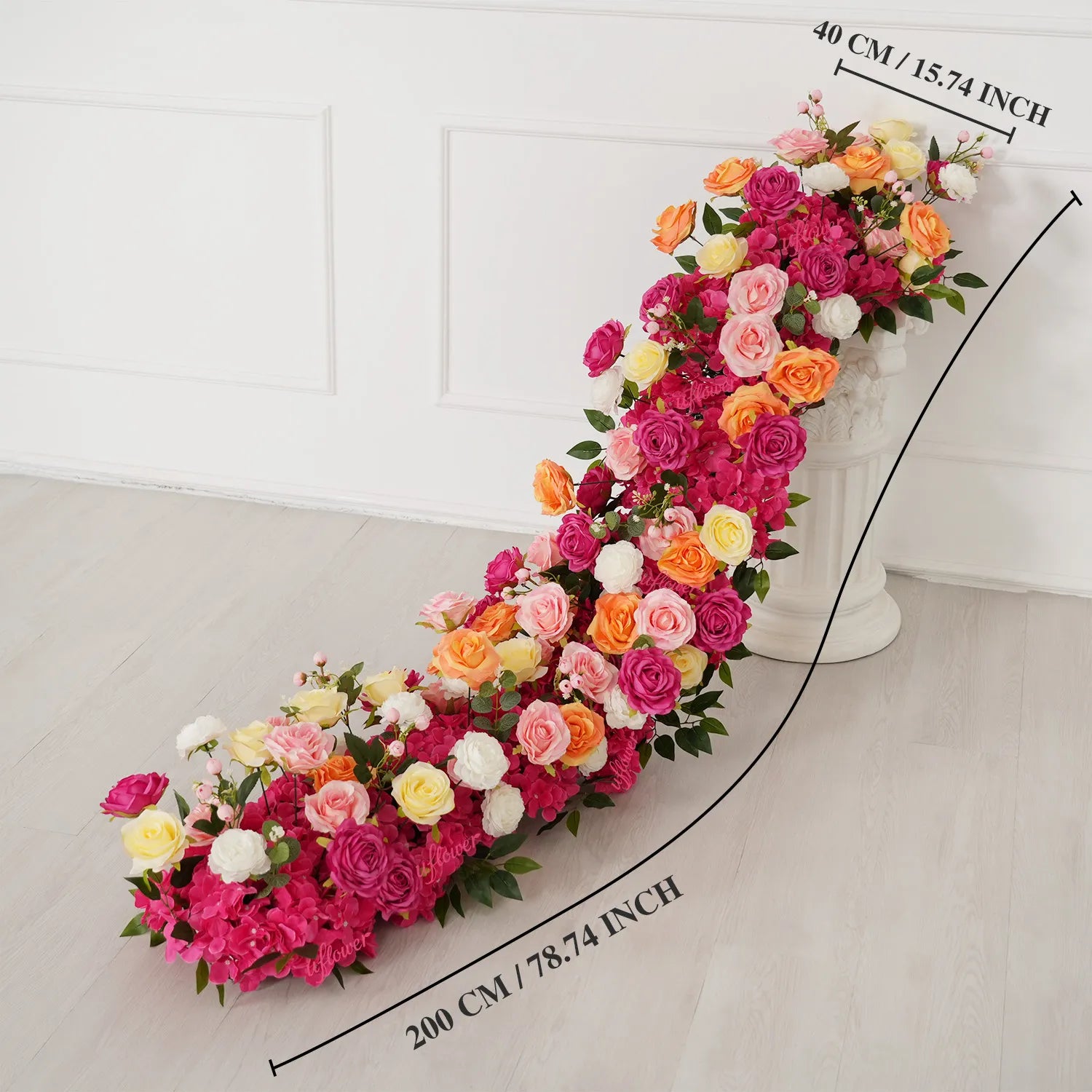 Uflower Orange Pink Table Runner Sofa Floral Wedding Backdrop Decor MC80096-03