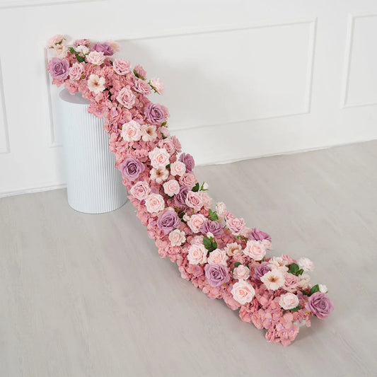Uflower Purple Pink Floral Arrangement Wedding Party Backdrop Flower Row Decor SET80192 - Uflower