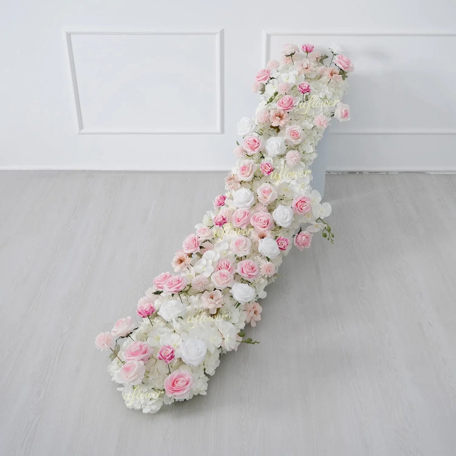 Uflower Artificial Pink White Flower Row Wedding KT Backdrop Decor SET80195 - Uflower