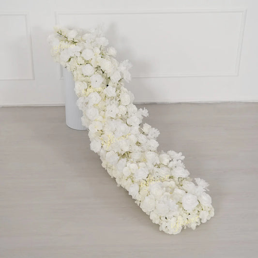 Uflower White Orchid Rose Table Runner Sofa Floral Wedding Backdrop Decor SET80185 - Uflower