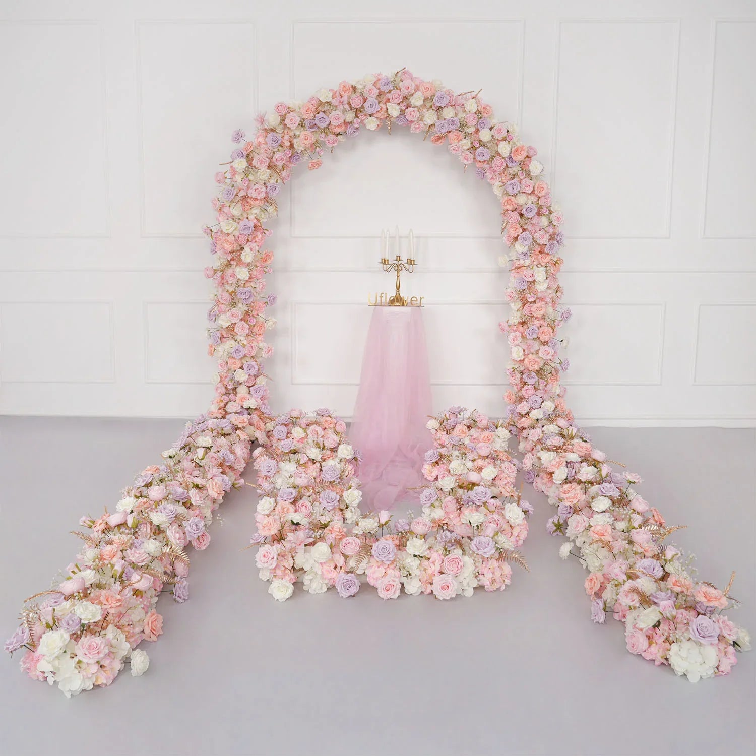 Uflower Purple Pink Rose Floral Door Arch Wedding Party Backdrop Decoration MC80127 - Uflower