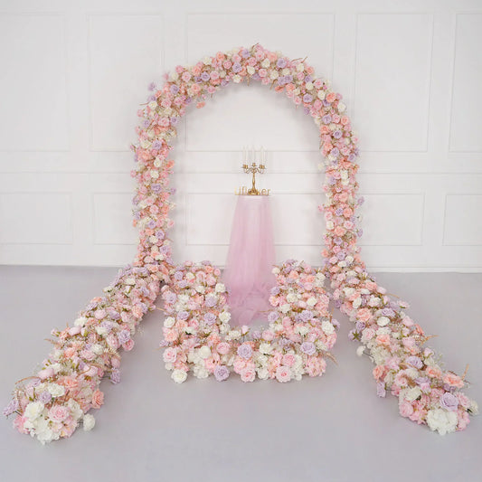 Uflower Purple Pink Rose Floral Door Arch Wedding Party Backdrop Decoration MC80127 - Uflower