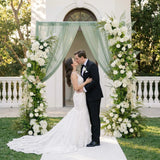 Décor de toile de fond pour fête de mariage en arche florale blanche Uflower, verdure, corne, ENSEMBLE80220