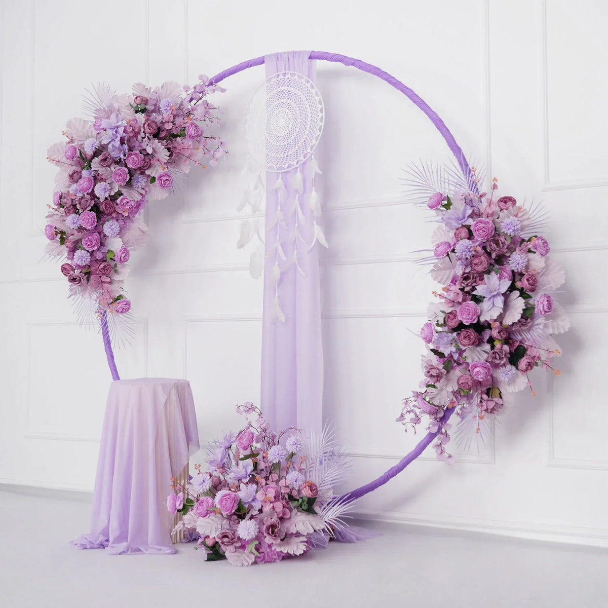 Artificial Purple Wedding KT Backdrop Flower Row Decor SET80067 - Uflower