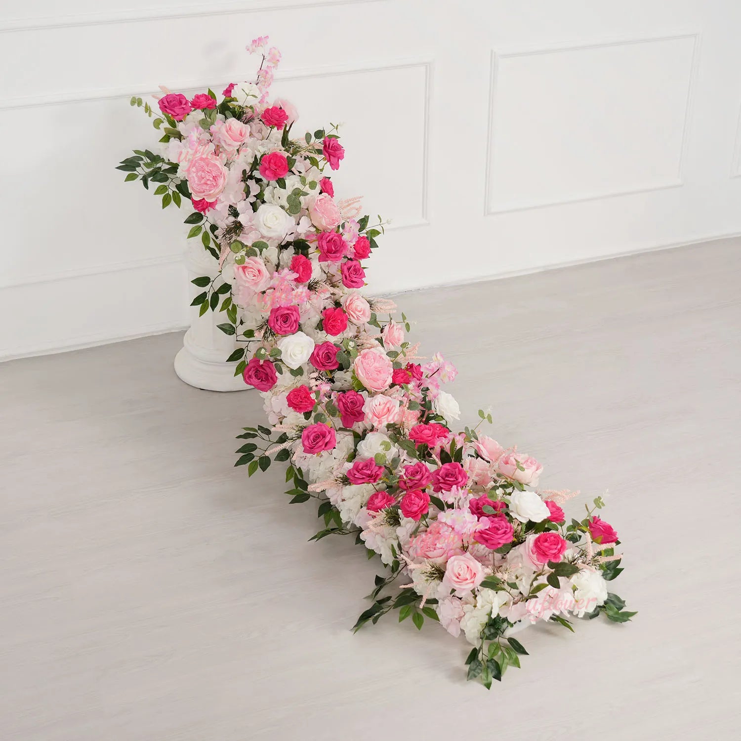 Uflower Pink Floral Arrangement Wedding Backdrop Party Flower Row Decor MC80083-01