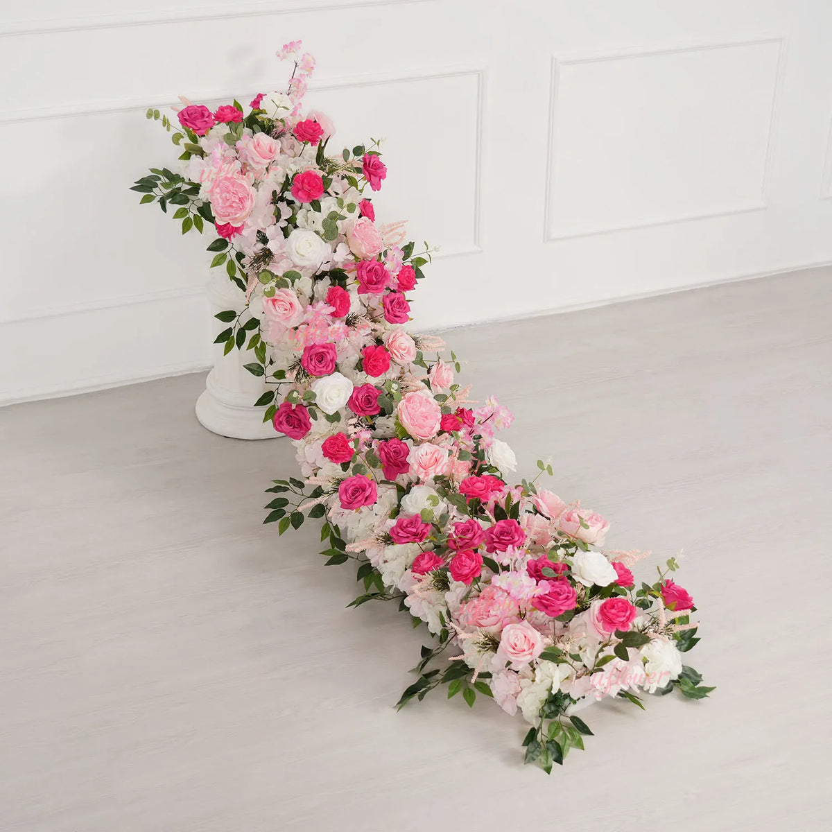 Uflower Décoration florale rose pour toile de fond de mariage, rangée de fleurs pour fête MC80083-01