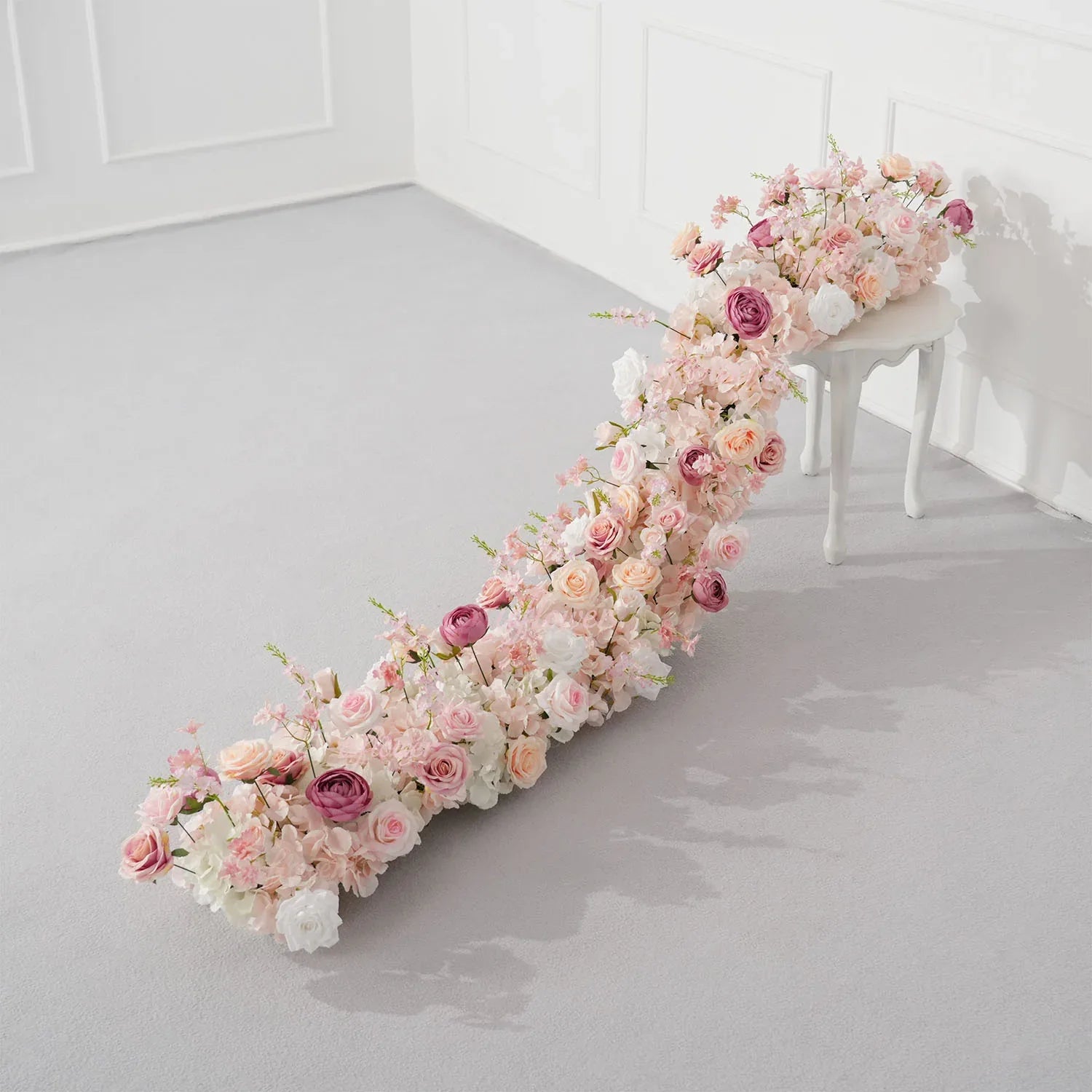 Uflower Artificial Pink White Flower Row Wedding KT Backdrop Decor SET80152 - Uflower