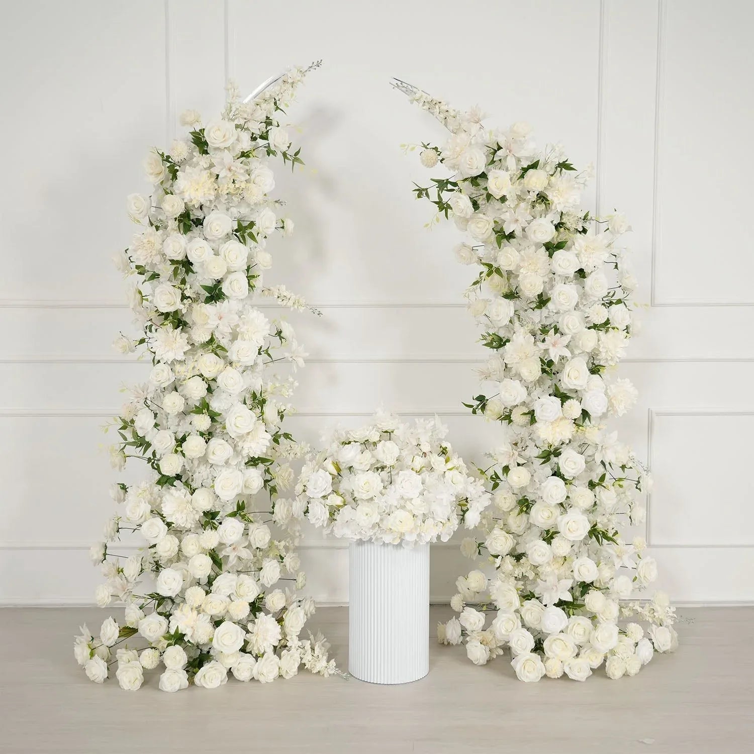 Uflower White Dahlia Floral Horn Arch Wedding Party Backdrop Decor SET80165-01 - Uflower
