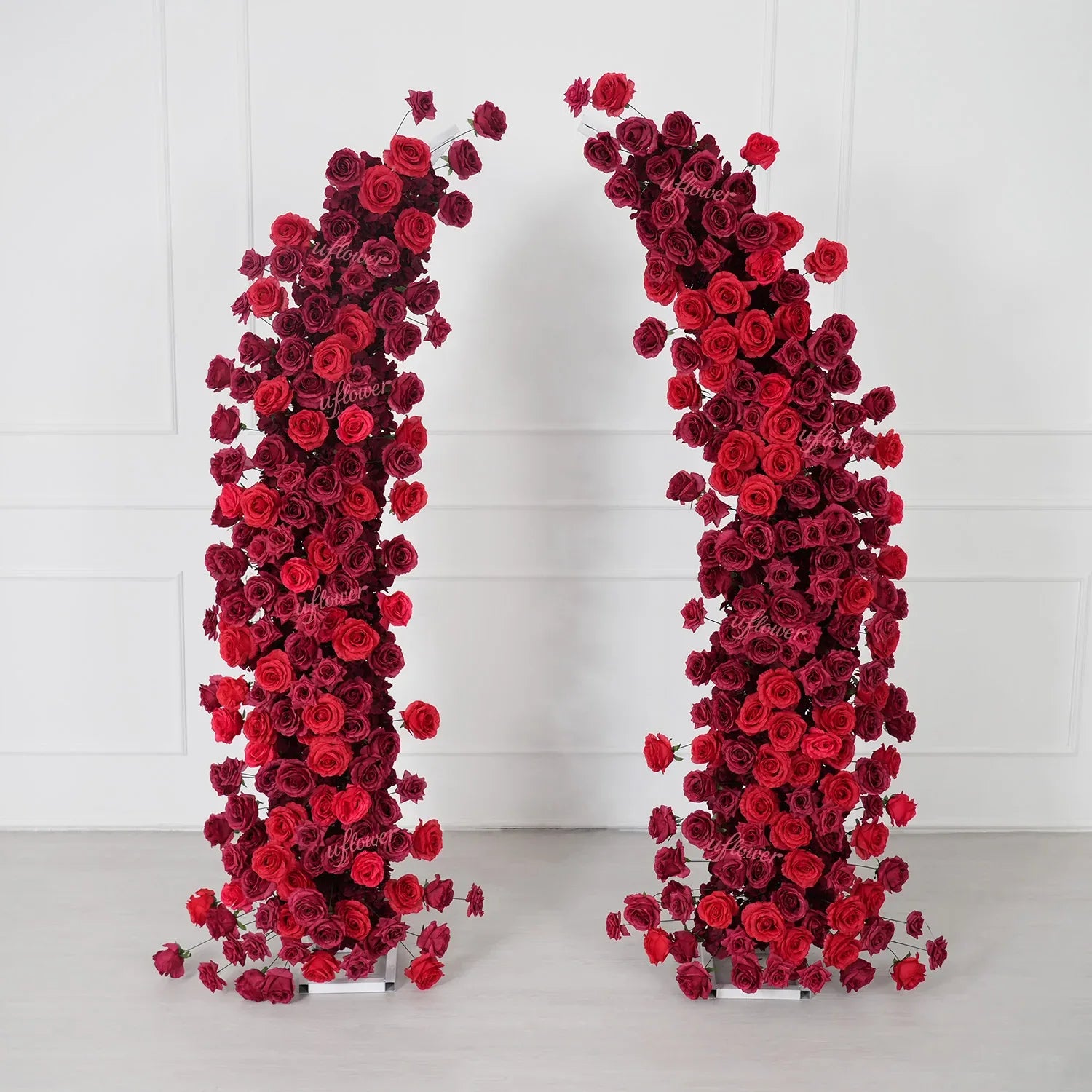 Uflower Red Rose Floral Horn Arch Wedding Party Backdrop Decor SET80204 - Uflower