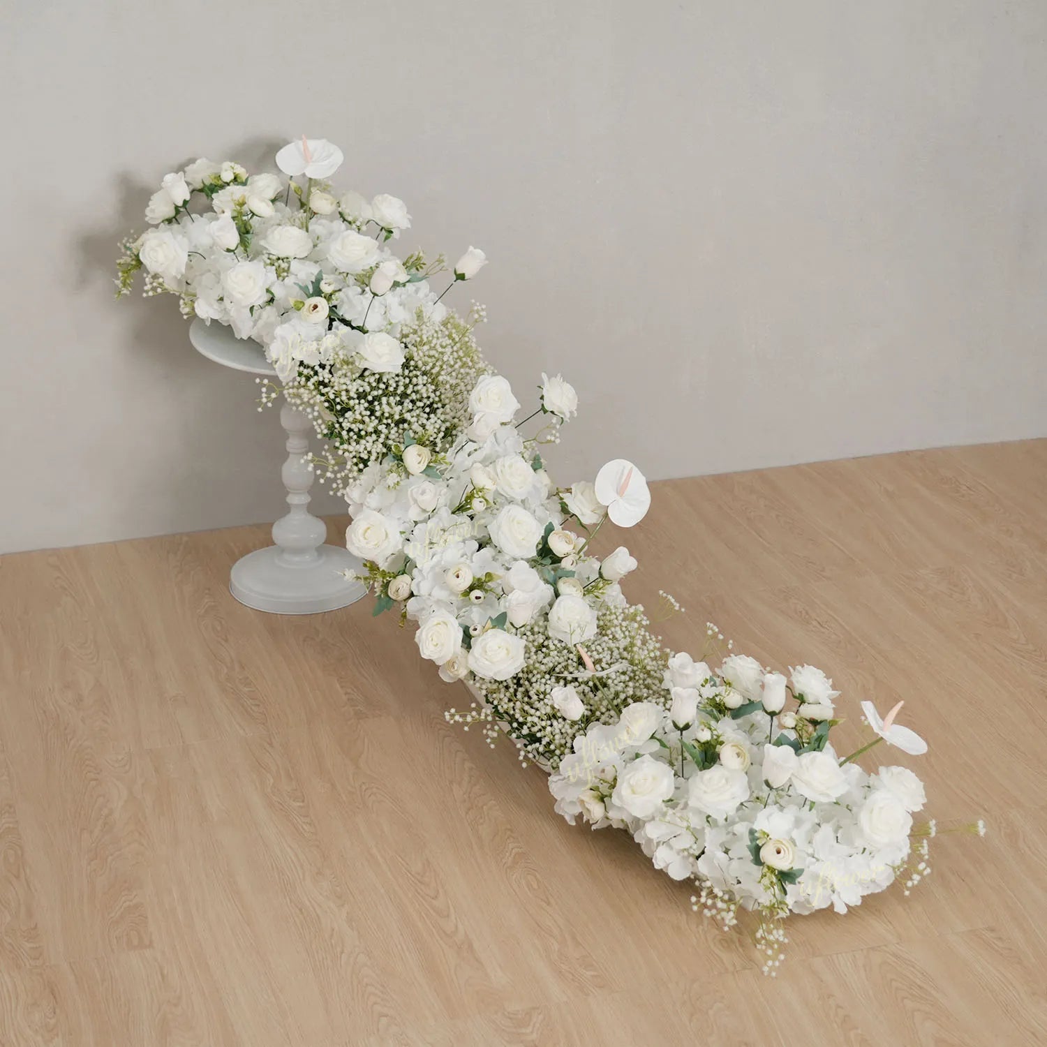 Uflower White Baby's Breath Flower Row Wedding KT Backdrop Decor SET80170