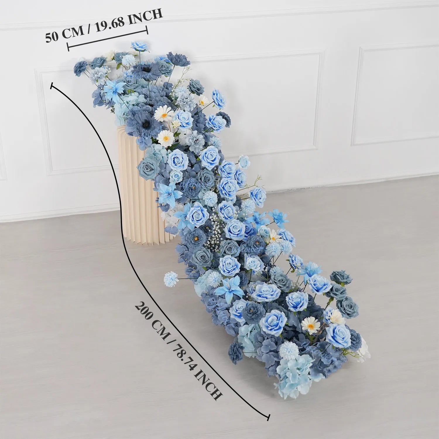 Uflower Blue Table Runner Sofa Floral Wedding Backdrop Decor MC80227-01