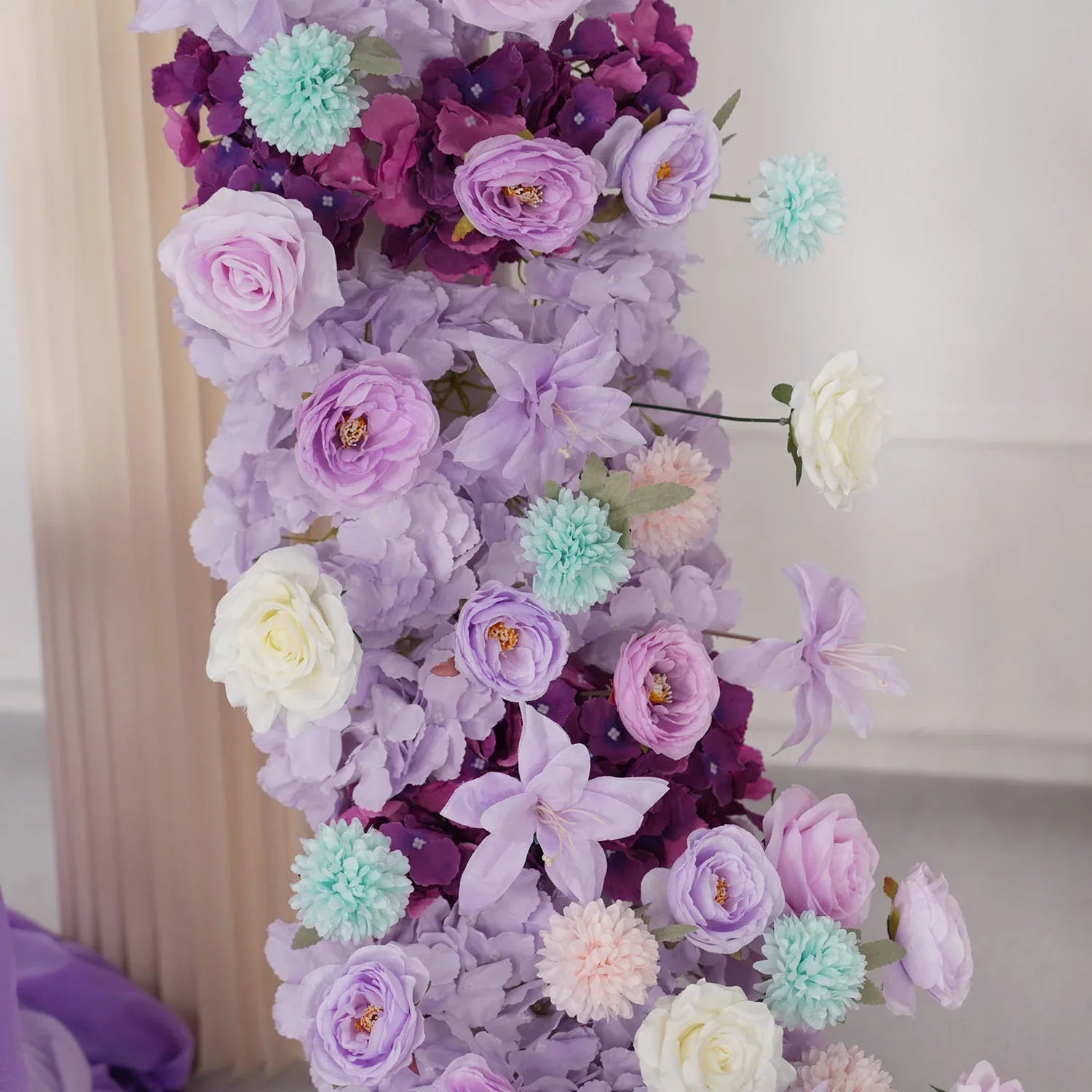 Uflower Purple Flower Row Sofa Table Runner Floor Flower Arrangement MC80122-01 - Uflower