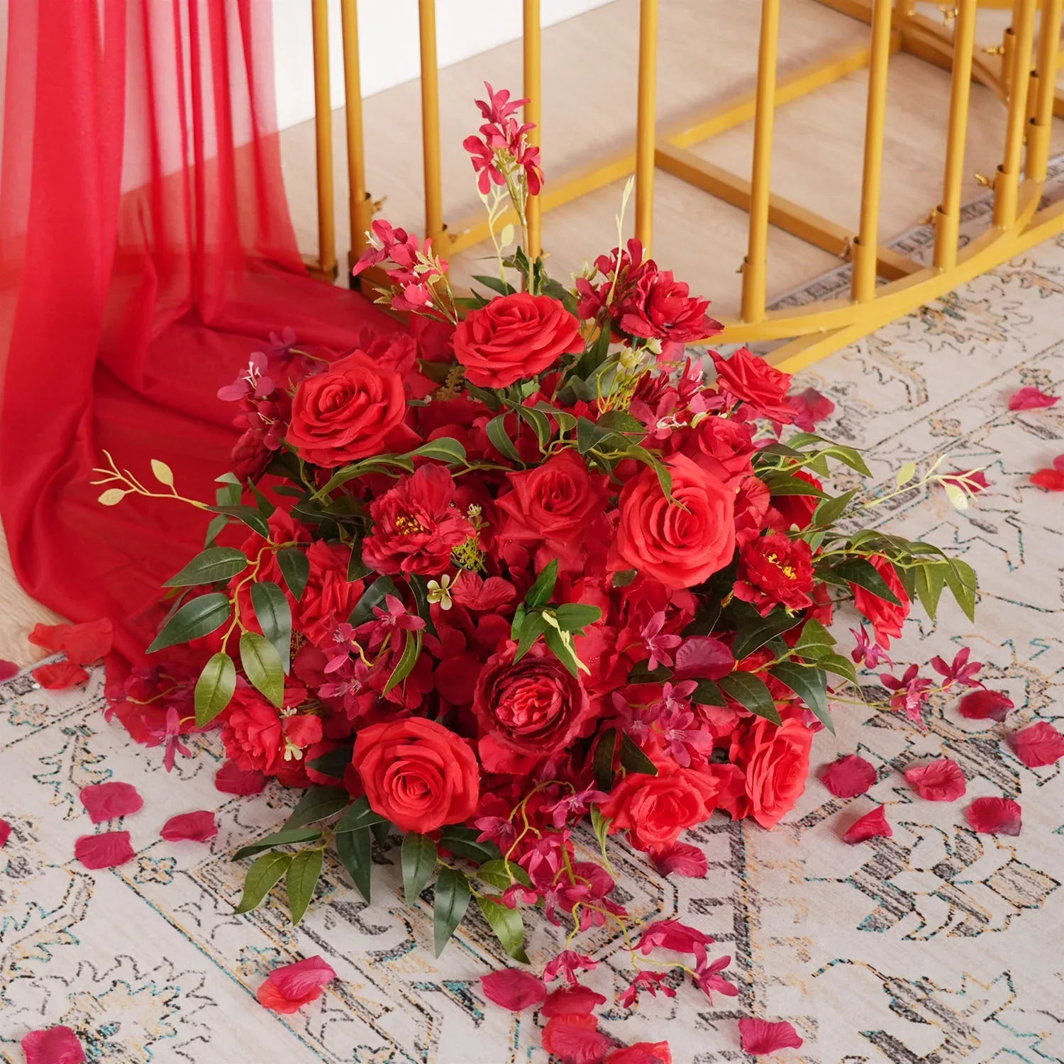 Uflower Artificial Red Wedding KT Backdrop Flower Decor SET80059 - Uflower