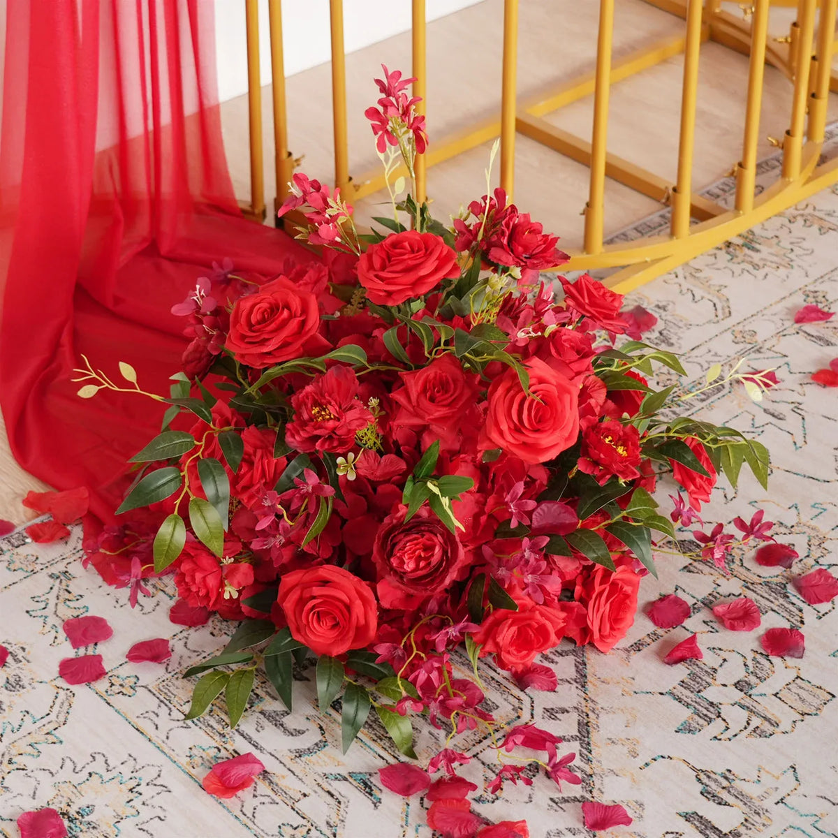 Uflower Artificial Red Wedding KT Backdrop Flower Decor SET80059 - Uflower