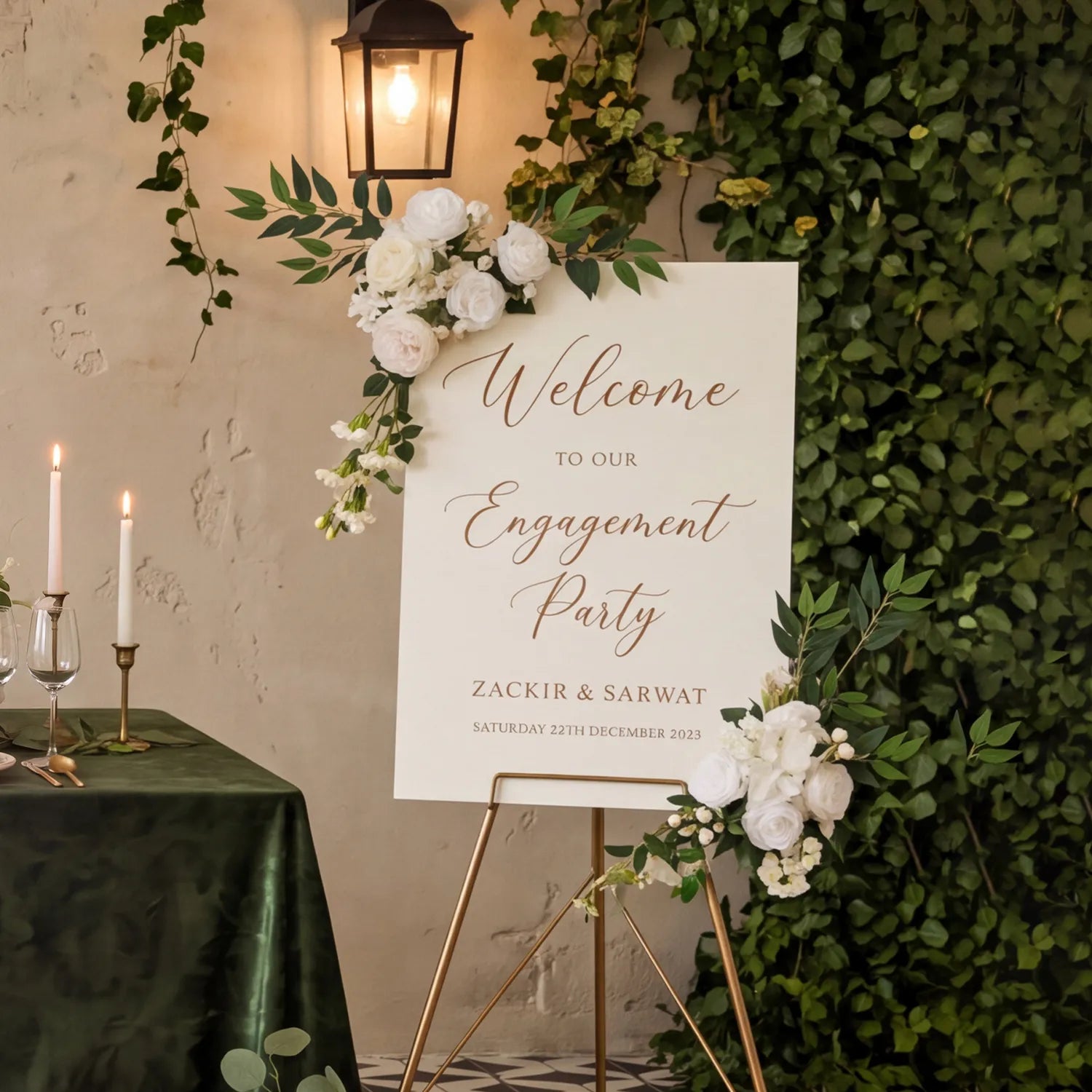 Elegant Wedding Floral Decor – Ground Flowers, Centerpieces & Welcome Sign