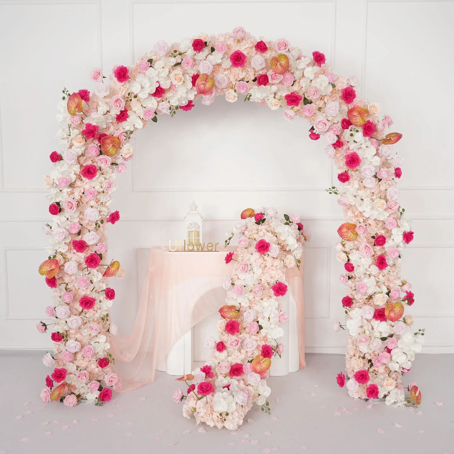 Uflower Pink Rose Floral Door Arch Wedding Party Backdrop Decoration SET80206 - Uflower