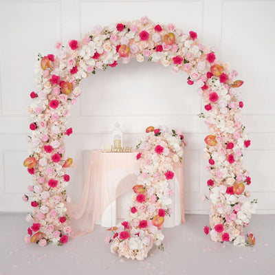 Uflower Pink Rose Floral Door Arch Wedding Party Backdrop Decoration SET80206 - Uflower