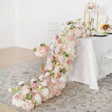 Uflower Pink Rose Table Runner Sofa Floral Wedding Backdrop Decor SET80096 - Uflower