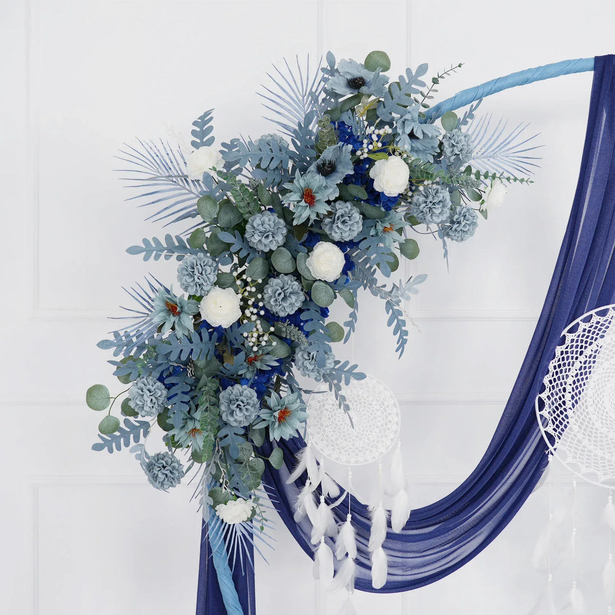 Artificial Grayish Blue Wedding KT Backdrop Flower Row Decor SET80072 - Uflower