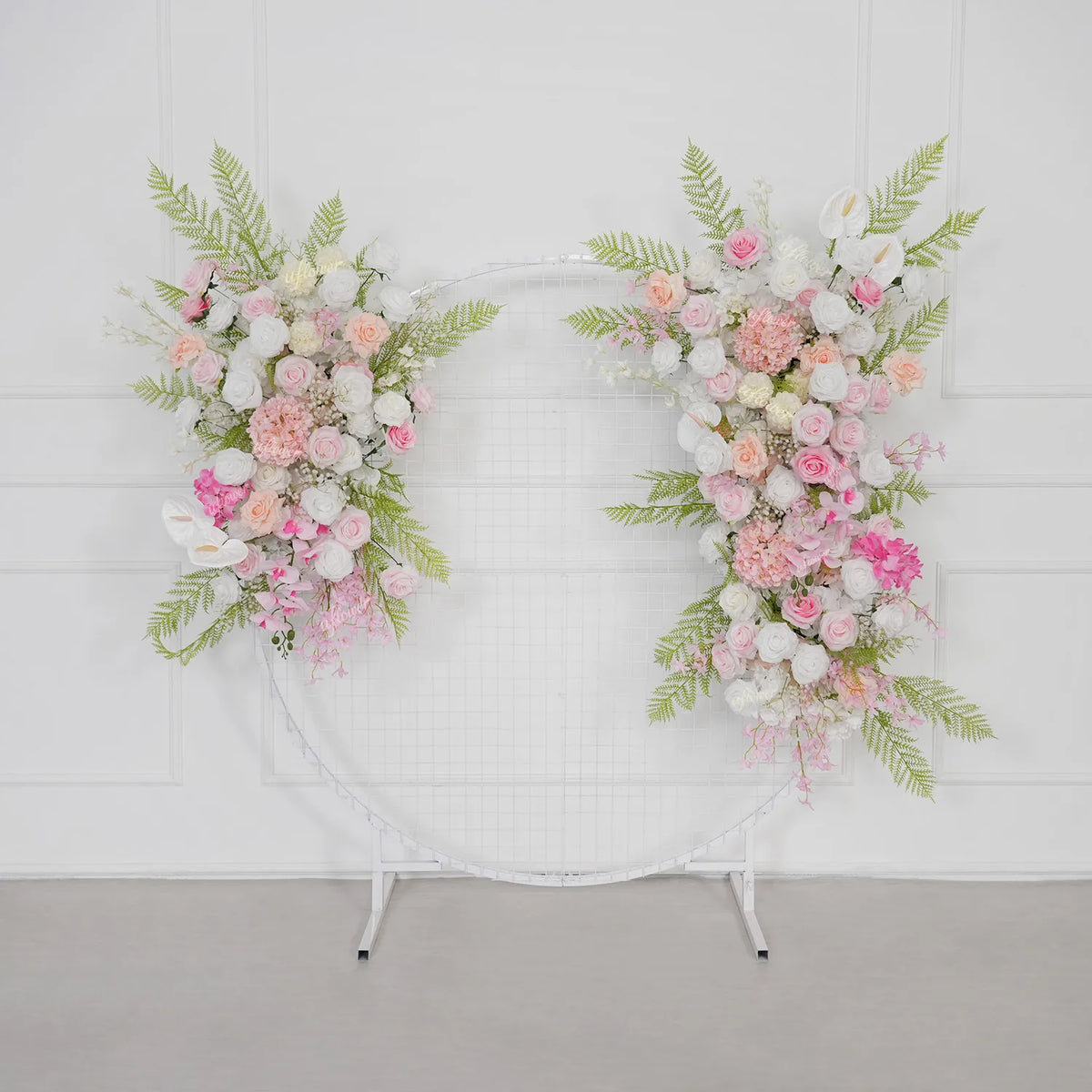 Uflower White Pink Floral Arrangement Wedding Party Arch Backdrop Decor SET80216
