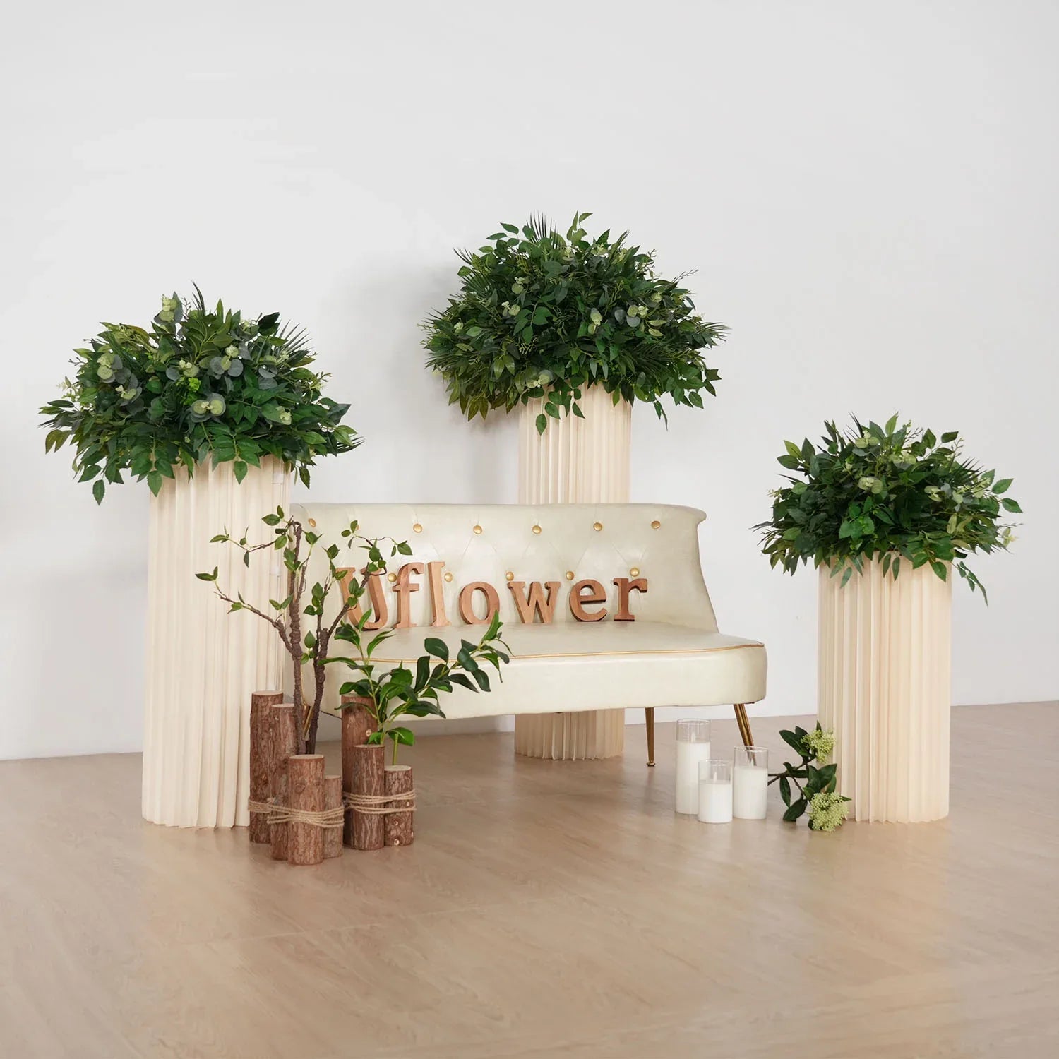 Uflower Green Leaf Table Centerpiece Floral Ball Wedding Table Decoration MB80066 - Uflower