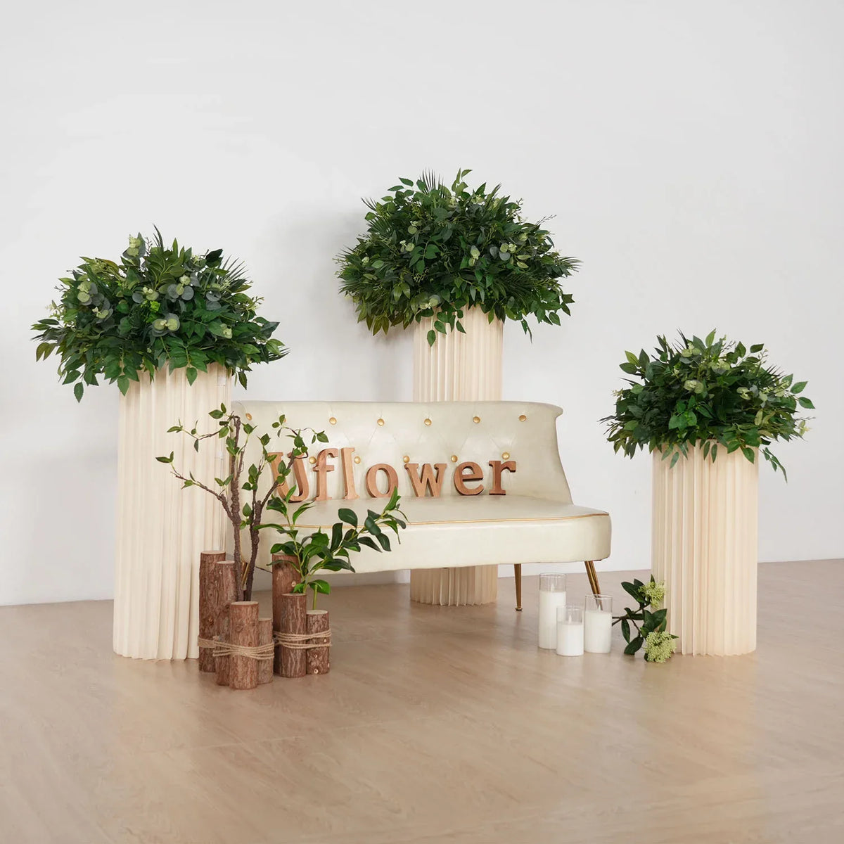 Uflower Green Leaf Table Centerpiece Floral Ball Wedding Table Decoration MB80066 - Uflower