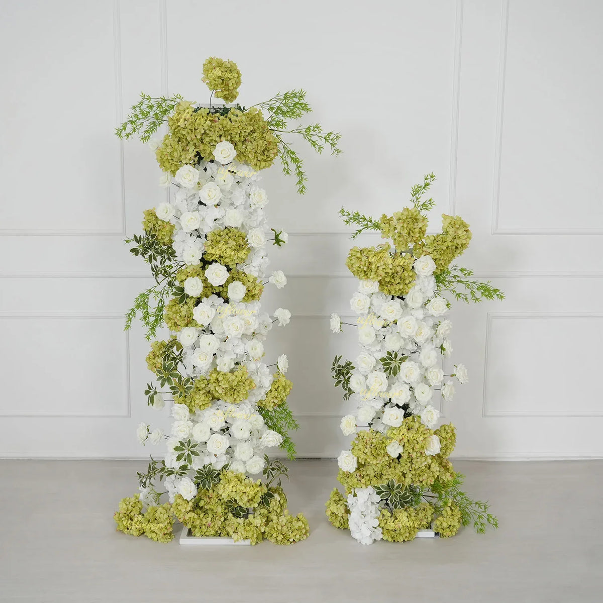 Uflower Artificial Green White Hydrangea Rose Flower Row Wedding KT Backdrop Decor SET80205 - Uflower