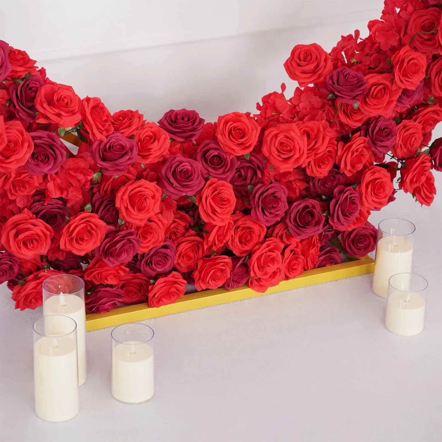 Uflower Luxury Red Rose Floral Arrangement Cloth Base Heart-Shaped Arch Props MC80130-01 - Uflower