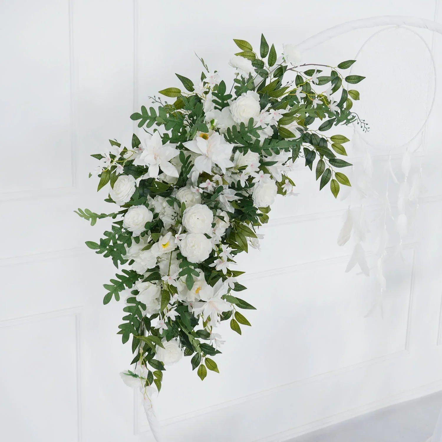 Uflower Artificial White Flower Row KT Background Wedding Decor SET80062 - Uflower