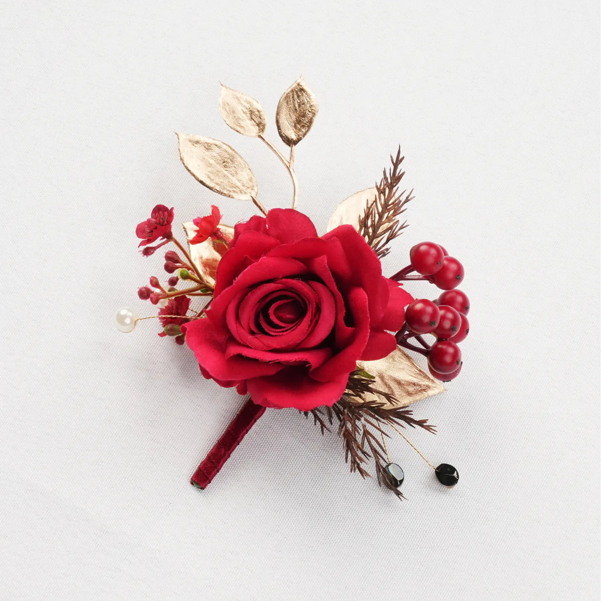 Uflower 6Pcs Red Boutonnieres MG80002-03*6