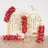 Uflower Artificial Red Rose Babysbreath Green Leaf Flower Row Wedding KT Backdrop Decor MC80131 - Uflower