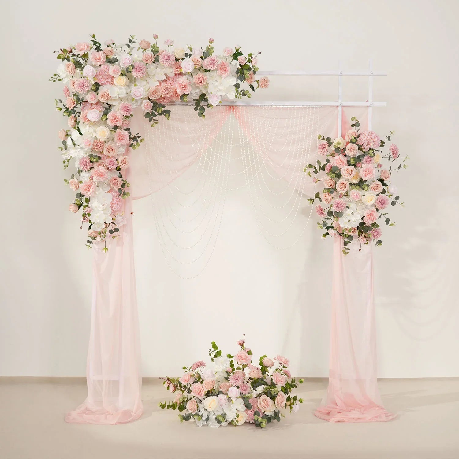 Uflower Wedding Backdrop Pink Rose Green Leaf Floral Arrangement SET80128 - Uflower