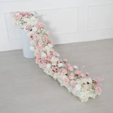 Uflower Artificial Pink White Flower Row Wedding KT Backdrop Decor SET80195 - Uflower