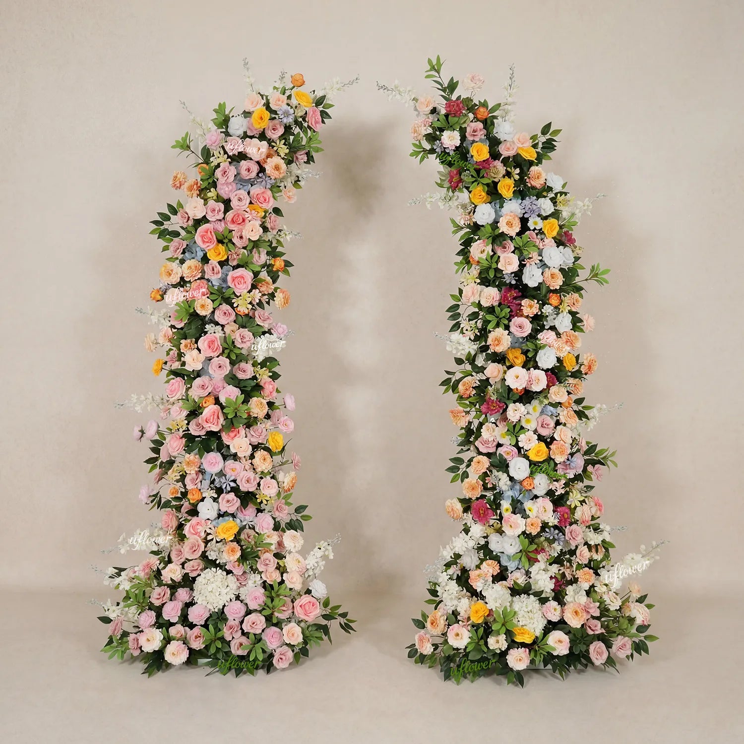 Uflower Colorful Floral Arrangement Horn Arch Wedding Backdrop Props SET80242-01