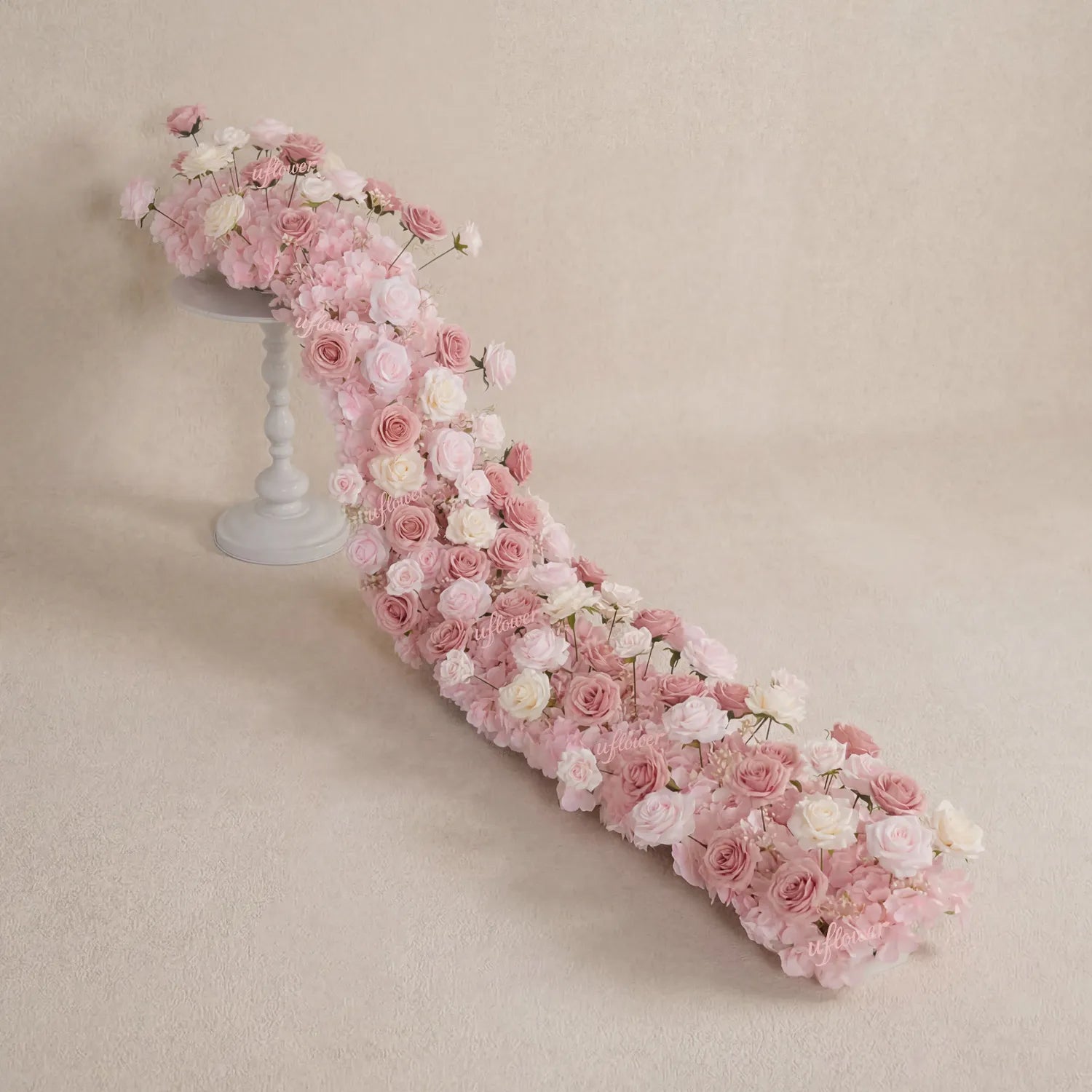 Uflowe Blush Table Runner Sofa Floral Wedding Backdrop Decor SET80244