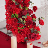 Uflower Red Rose Greenery Floral Door Arch Wedding Party Backdrop Decoration SET80174 - Uflower