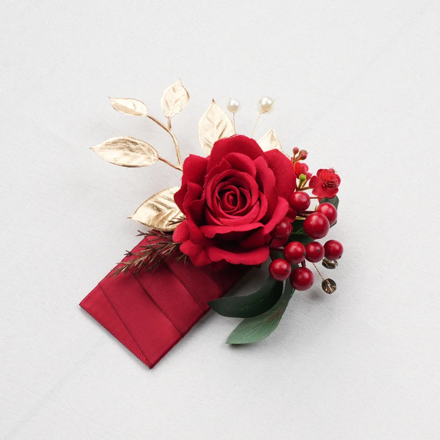Uflower Boutonnieres in Red With Card MG80002-02 - Uflower
