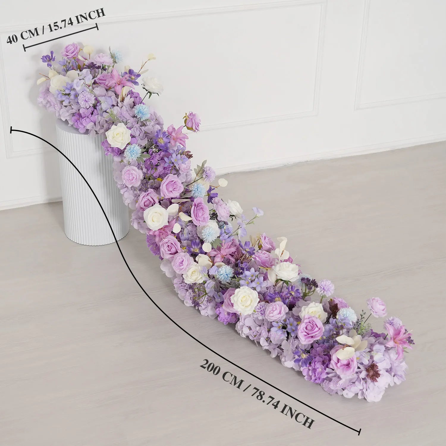 Uflower Purple Table Runner Sofa Floral Wedding Backdrop Decor MC80093-05