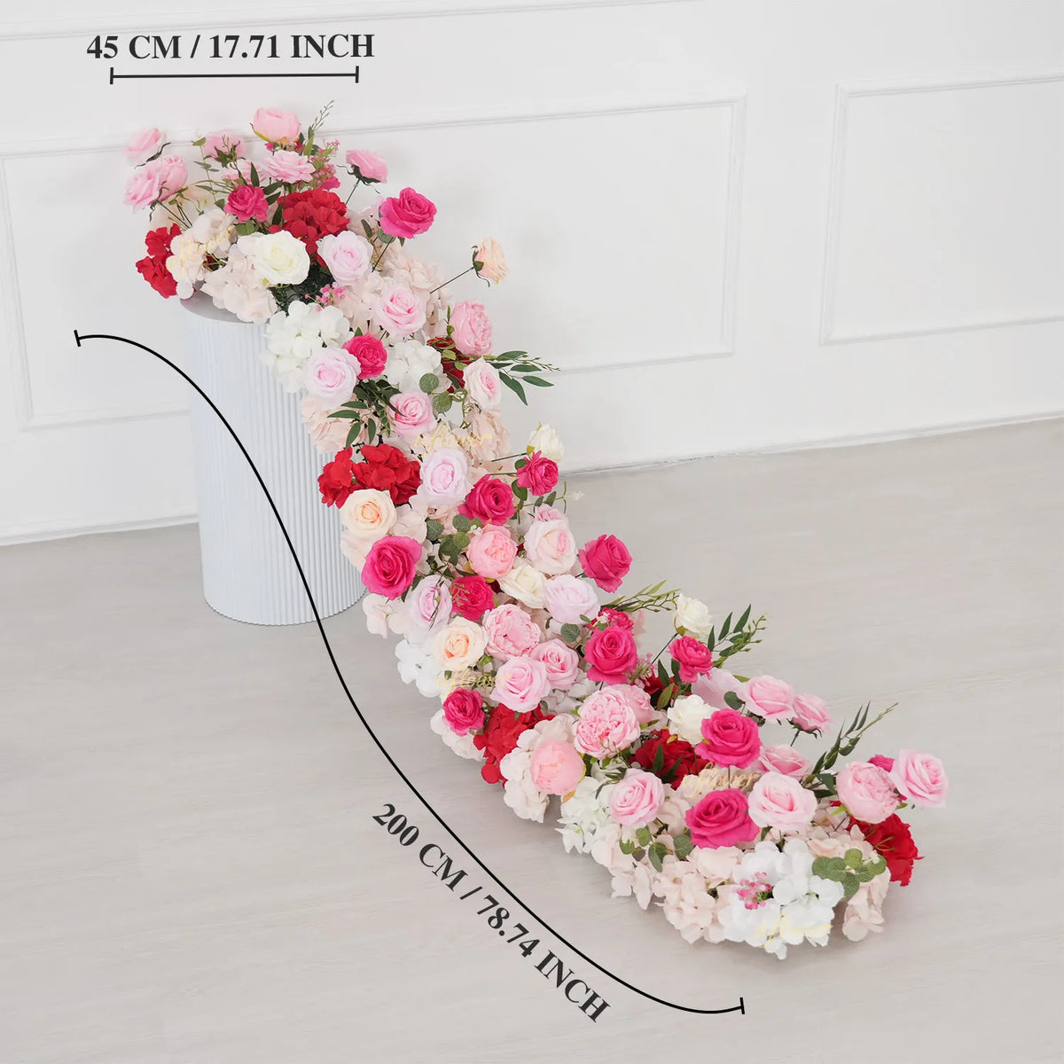 Uflower Pink Rose Table Runner Sofa Floral Wedding Backdrop Decor MC80281-01